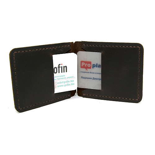 Кожаный зажим для денег Gofin ручной работы темно-коричневый SKG-10002