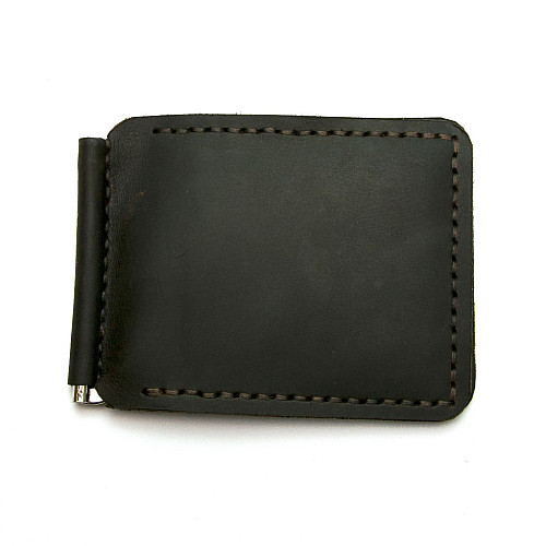 Кожаный зажим для денег Gofin ручной работы темно-коричневый SKG-10002