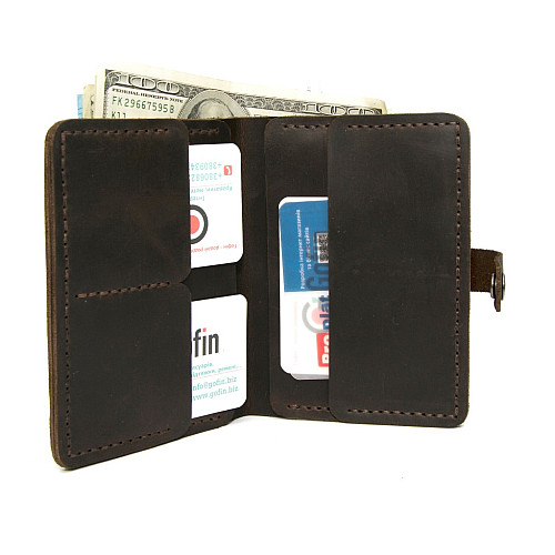 Кожаное мужское портмоне Gofin коричневое SKG-10007