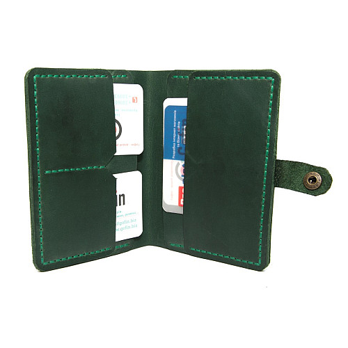 Кожаное мужское портмоне Gofin зелёное SKG-10009