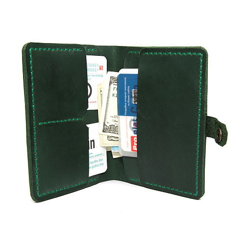 Кожаное мужское портмоне Gofin зелёное SKG-10009