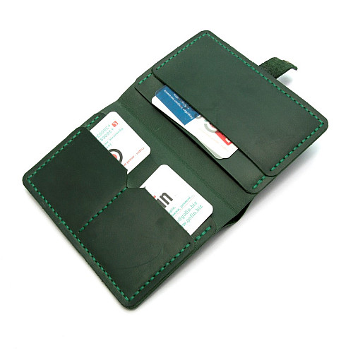 Кожаное мужское портмоне Gofin зелёное SKG-10009