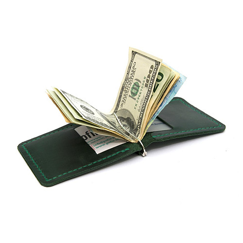 Зеленый кожаный зажым для денег Gofin SKG-10017