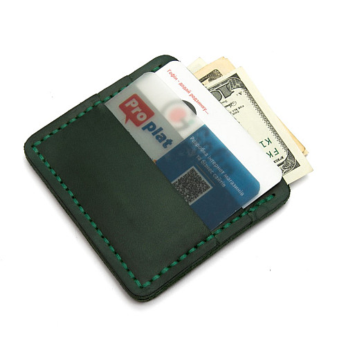 Кожаное зеленое портмоне-кард кейс Gofin SKG-10025