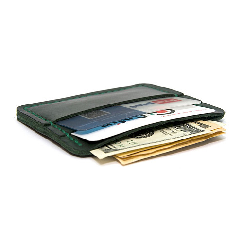 Кожаное зеленое портмоне-кард кейс Gofin SKG-10025