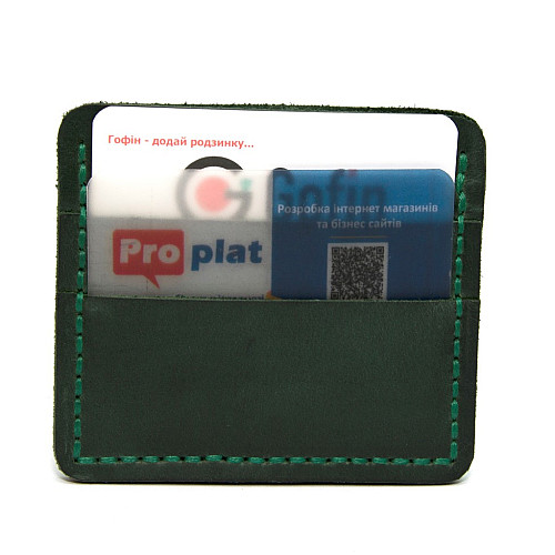 Кожаное зеленое портмоне-кард кейс Gofin SKG-10025