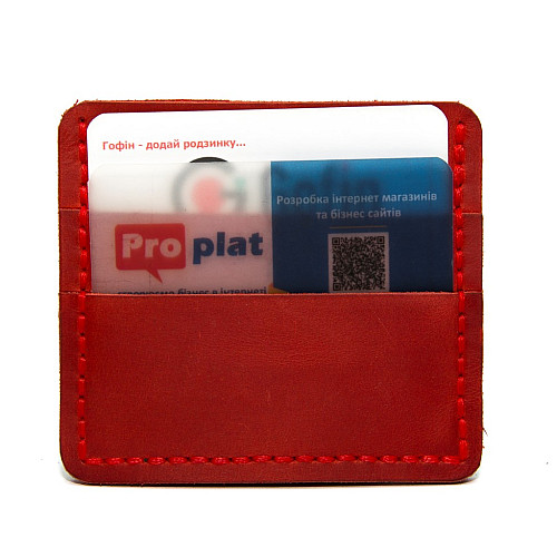 Шкіряне червоне портмоне-кард кейс Gofin SKG-10026