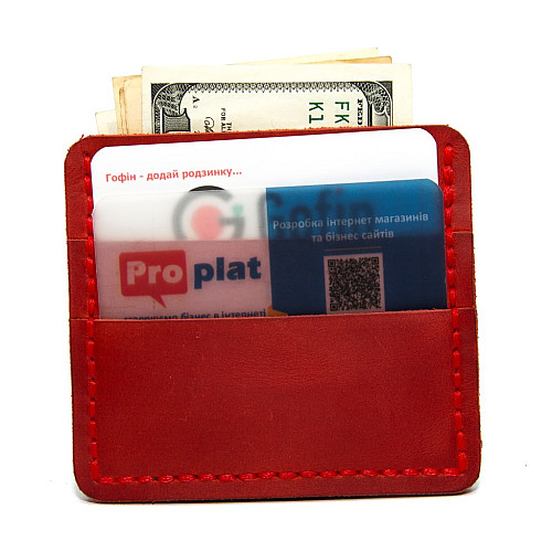 Шкіряне червоне портмоне-кард кейс Gofin SKG-10026