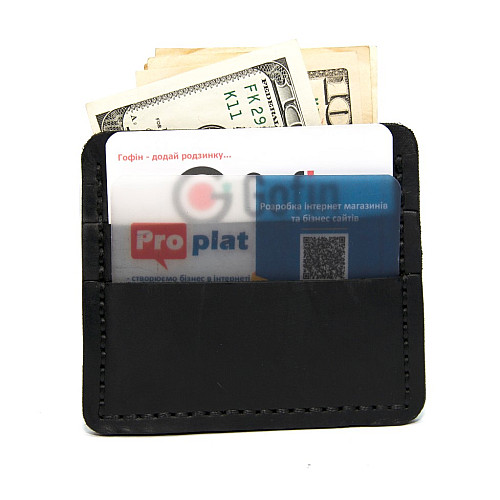 Шкіряне чорне портмоне-кард кейс Gofin SKG-10027