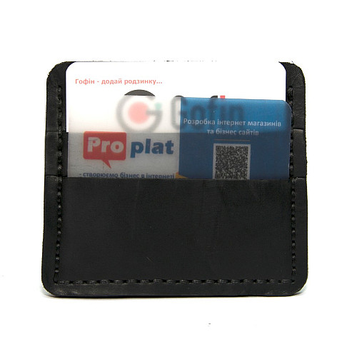 Шкіряне чорне портмоне-кард кейс Gofin SKG-10027