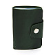 Шкіряна зелена візитниця книжечка на кнопку Gofin SKG-10028