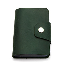 Кожаная зеленая визитница книжечка на кнопку Gofin SKG-10028
