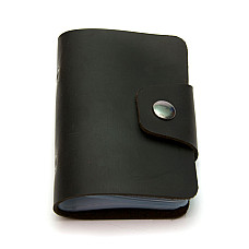 Кожаная коричневая визитница книжка на кнопку Gofin SKG-10029