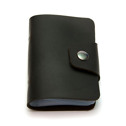 Шкіряна коричнева візитниця книжка на кнопку Gofin SKG-10029