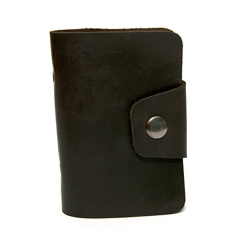 Шкіряна коричнева візитниця книжка на кнопку Gofin SKG-10029