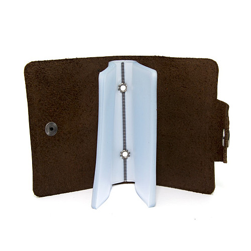 Шкіряна коричнева візитниця книжка на кнопку Gofin SKG-10029