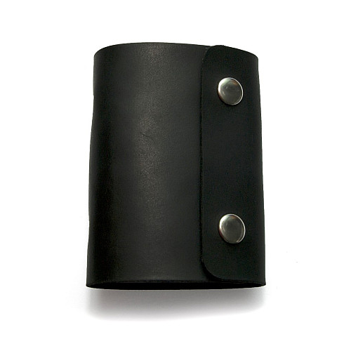 Шкіряна чорна візитниця книжка на дві кнопки Gofin SKG-10032