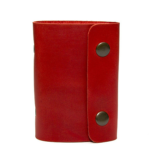 Кожаная красная визитница книжка на две кнопи Gofin SKG-10033