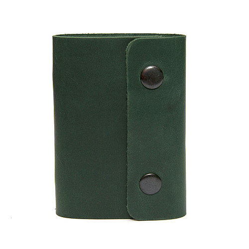Шкіряна зелена візитниця книжка на дві кнопки Gofin SKG-10034