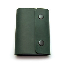 Шкіряна зелена візитниця книжка на дві кнопки Gofin SKG-10034