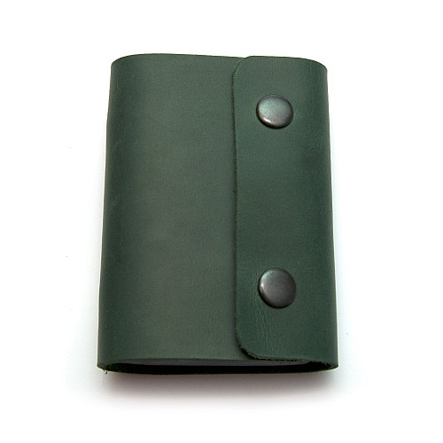 Шкіряна зелена візитниця книжка на дві кнопки Gofin SKG-10034