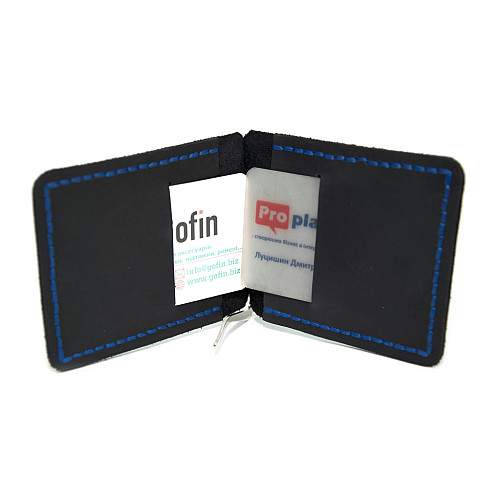 Темно-синій шкіряний зажим для грошей Gofin SKG-10035