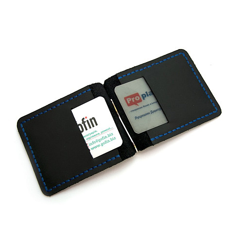 Темно-синій шкіряний зажим для грошей Gofin SKG-10035