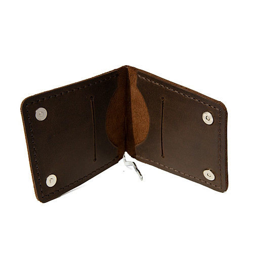 Коричневый кожаный зажым для денег с магнитом Gofin SKG-10036