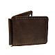Коричневый кожаный зажым для денег с магнитом Gofin SKG-10036