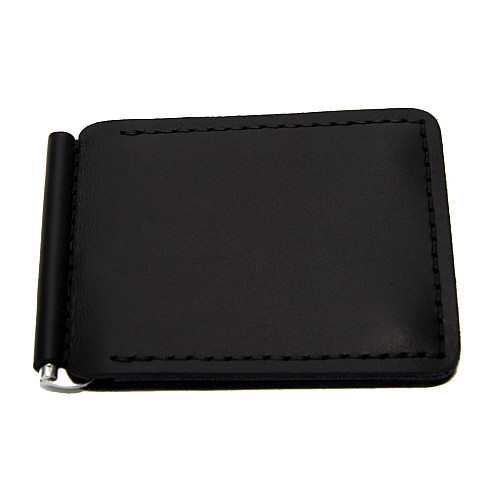 Кожаный зажим для денег Gofin черный с магнитом ручной работы SKG-10037