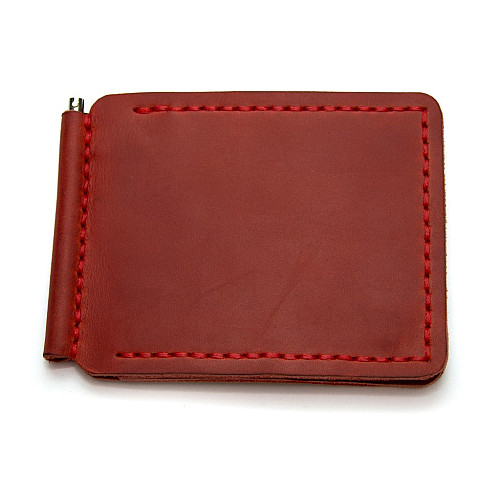 Красный кожаный зажым для денег с магнитом Gofin SKG-10038