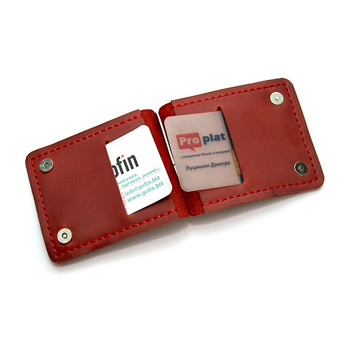 Красный кожаный зажым для денег с магнитом Gofin SKG-10038