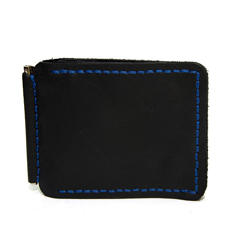 Темно-синий кожаный зажым для денег с магнитом Gofin SKG-10039