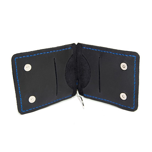 Темно-синий кожаный зажым для денег с магнитом Gofin SKG-10039