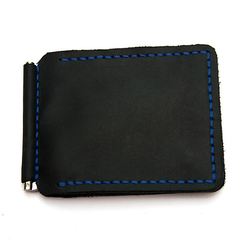 Темно-синий кожаный зажым для денег с магнитом Gofin SKG-10039