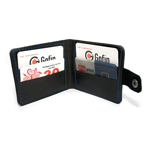 Темно-синий кожаный мужской кошелек Gofin SKG-10040