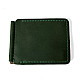 Зелений шкіряний зажим для грошей на магніт Gofin SKG-10046