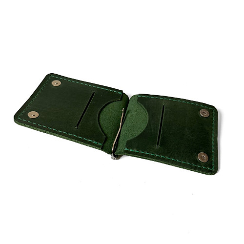 Зелений шкіряний зажим для грошей на магніт Gofin SKG-10046