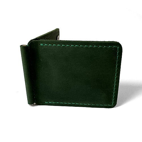 Зелений шкіряний зажим для грошей на магніт Gofin SKG-10046