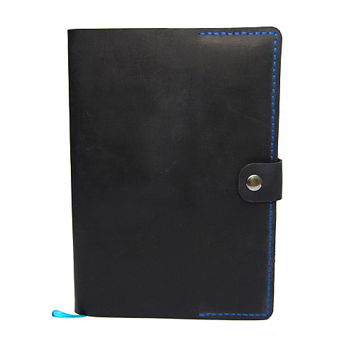 Кожаная обложка на блокнот А5 темно-синяя Gofin SKG-10047