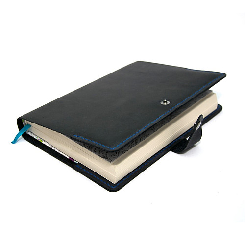 Кожаная обложка на блокнот А5 темно-синяя Gofin SKG-10047