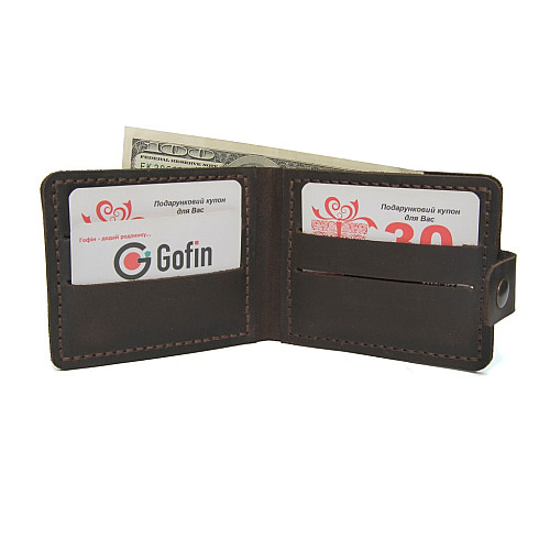Темно-коричневий шкіряний чоловічий гаманець Gofin SKG-10050