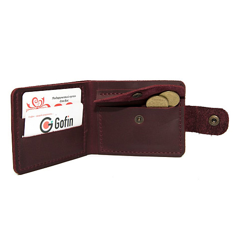 Бордовий шкіряний чоловічий гаманець Gofin SKG-10053