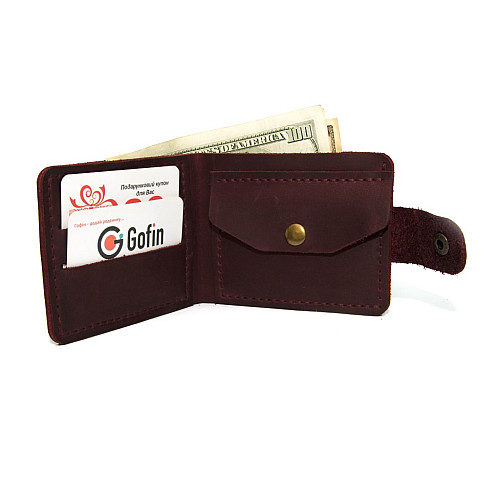 Бордовий шкіряний чоловічий гаманець Gofin SKG-10053