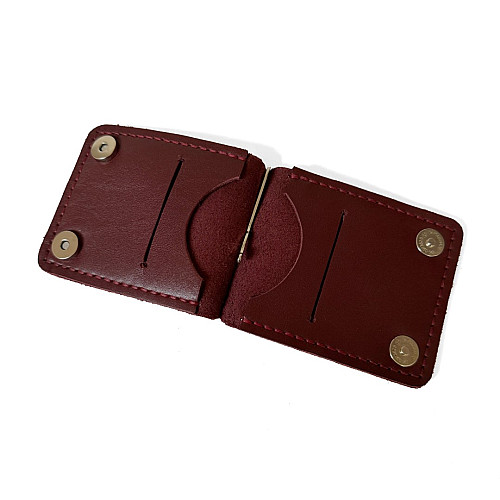 Бордовый кожаный зажым для денег Gofin SKG-10054