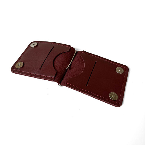 Бордовый кожаный зажым для денег Gofin SKG-10054