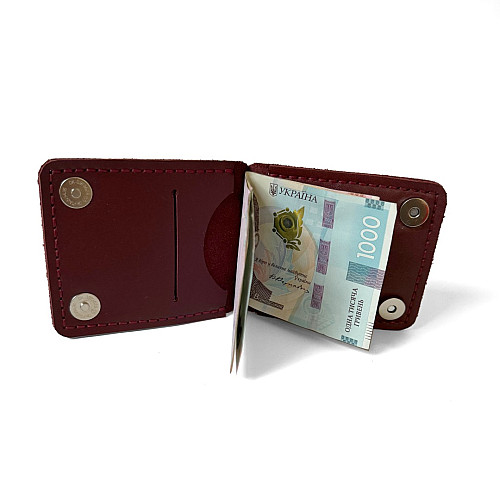 Бордовый кожаный зажым для денег Gofin SKG-10054