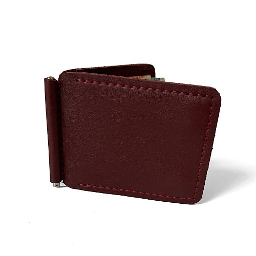 Бордовый кожаный зажым для денег Gofin SKG-10054