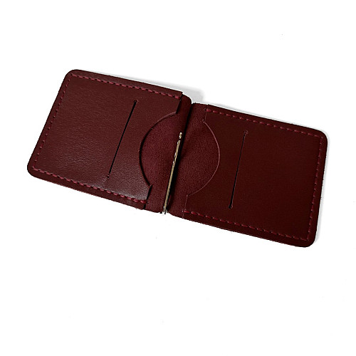 Бордовый кожаный зажым для денег Gofin SKG-10054