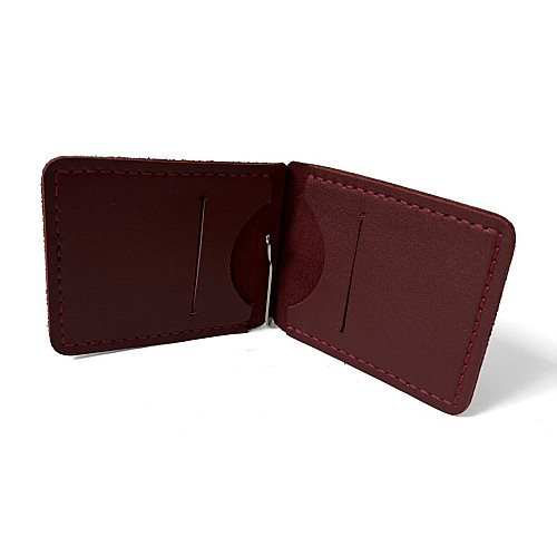 Бордовый кожаный зажым для денег Gofin SKG-10054